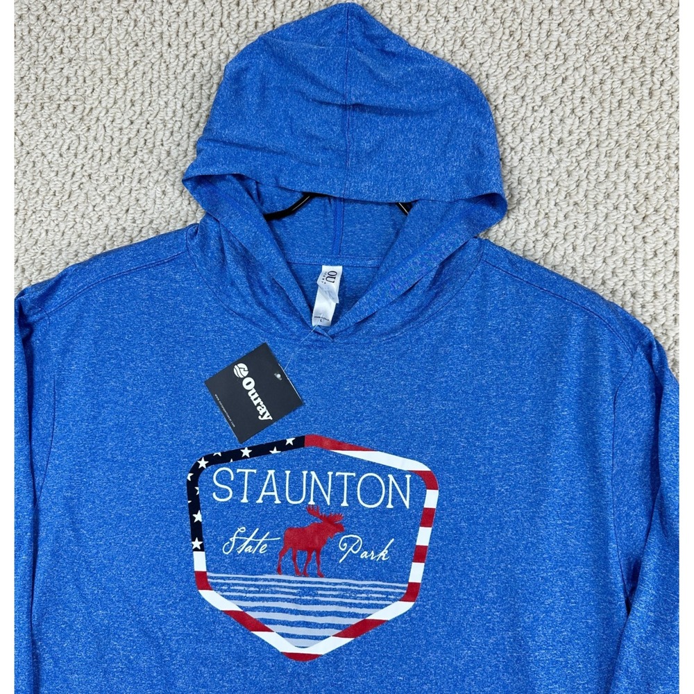Ouray Hoodie Mens L Blue Everyday Hooded Performance Staunton State Park NEW